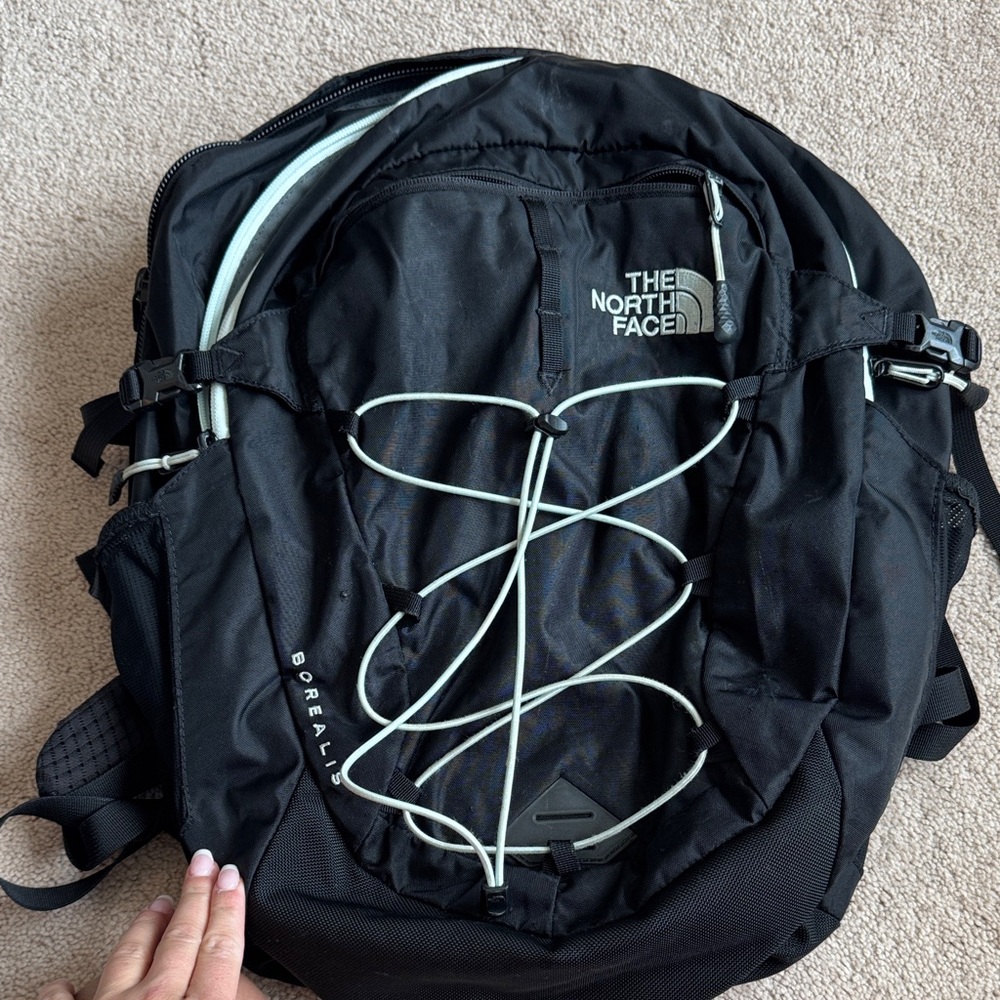 The North Face Black Backpack with White Bungee - Picture 8 of 8
